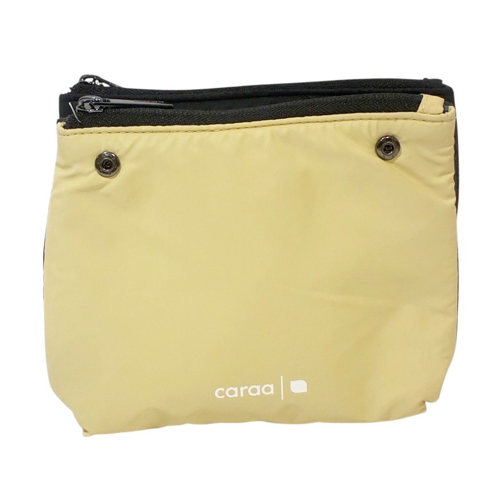 Caraa Tan Nylon Snap Toiletry Bag Travel Double Pouch